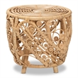 Pemberly Row Set of 2 Modern Bohemian Natural Browned Rattan End Tables