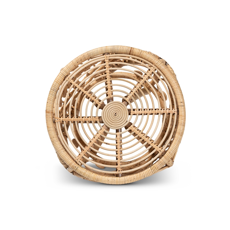 Pemberly Row Set of 2 Modern Bohemian Natural Browned Rattan End Tables