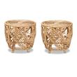 Pemberly Row Set of 2 Modern Bohemian Natural Browned Rattan End Tables