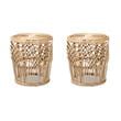 Pemberly Row Set of 2 Modern Bohemian Natural Browned Rattan End Tables