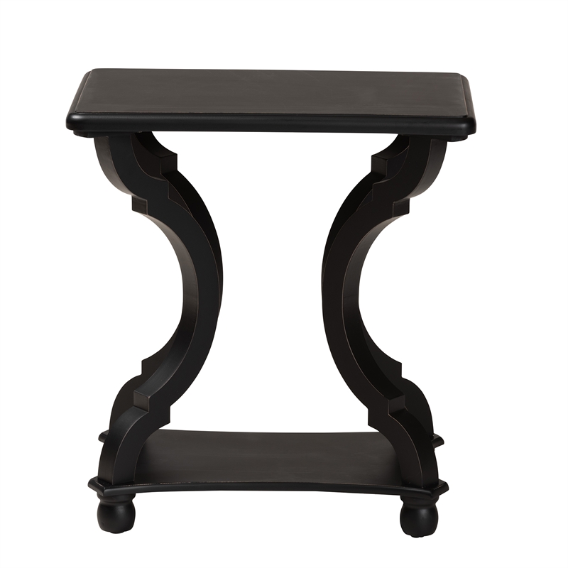 Pemberly Row Set of 2 Classic and Traditional Black Wood End Tables