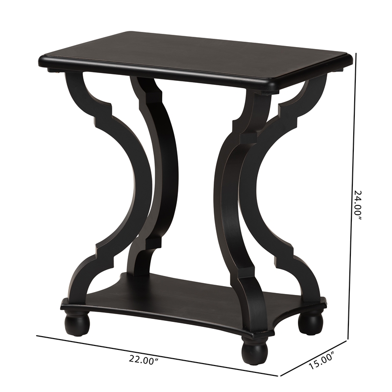 Pemberly Row Set of 2 Classic and Traditional Black Wood End Tables
