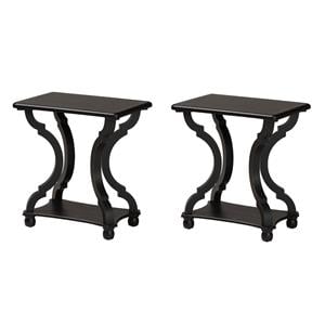 Pemberly Row Set of 2 Classic and Traditional Black Wood End Tables