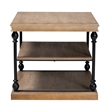 Pemberly Row Set of 2 Greywashed Wood and Black Metal 3-Tier End Tables