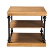 Pemberly Row Set of 2 Oak Brown Wood and Black Metal 3-Tier End Tables