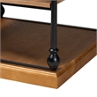 Pemberly Row Set of 2 Oak Brown Wood and Black Metal 3-Tier End Tables