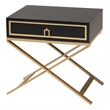 Pemberly Row Set of 2 Blacked Wood and Gold Metal 1-Drawer End Tables