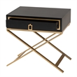 Pemberly Row Set of 2 Blacked Wood and Gold Metal 1-Drawer End Tables