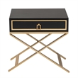 Pemberly Row Set of 2 Blacked Wood and Gold Metal 1-Drawer End Tables