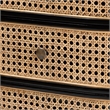 Pemberly Row Set of 2 Black Bayur Wood and Rattan 3-Drawer End Tables Nightstand