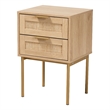 Pemberly Row Set of 2 Light Brown Wood and Gold Metal 2-Drawer End Tables
