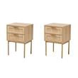 Pemberly Row Set of 2 Light Brown Wood and Gold Metal 2-Drawer End Tables