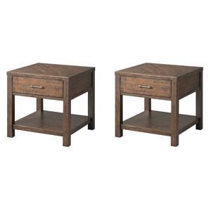 Pemberly Row Set of 2 Contemporary Square End Tables in Walnut
