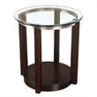 Pemberly Row Set of 2 Contemporary Glass Top End Tables in Espresso