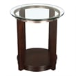 Pemberly Row Set of 2 Contemporary Glass Top End Tables in Espresso
