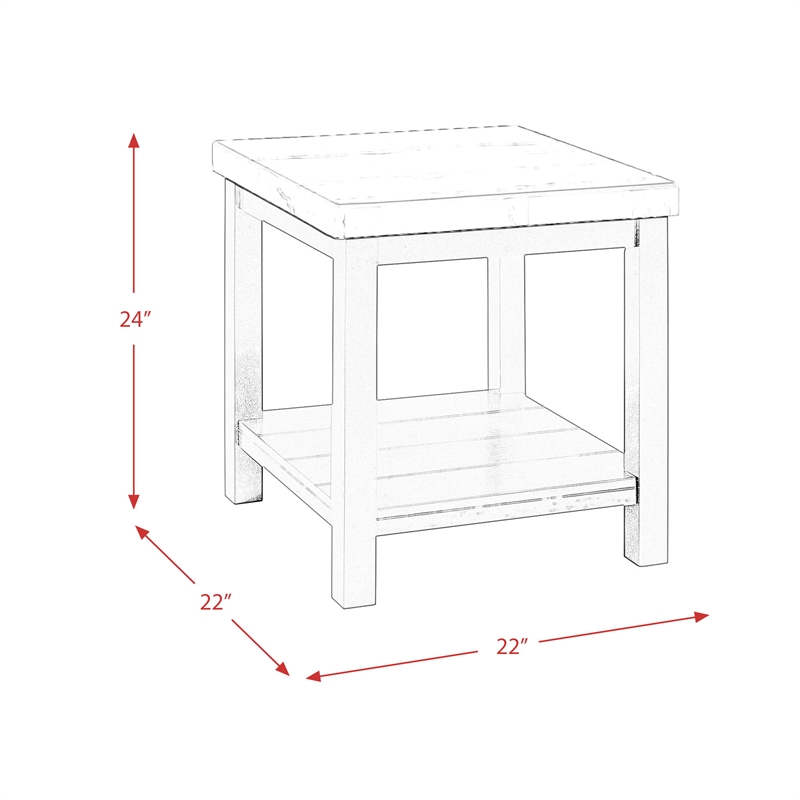Pemberly Row Set of 2 Wood Frame and Marble Top End Tables in White/Black