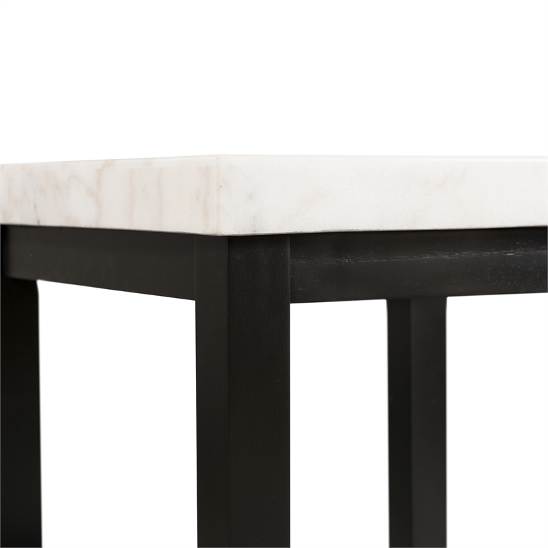 Pemberly Row Set of 2 Wood Frame and Marble Top End Tables in White/Black