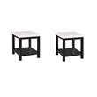 Pemberly Row Set of 2 Wood Frame and Marble Top End Tables in White/Black
