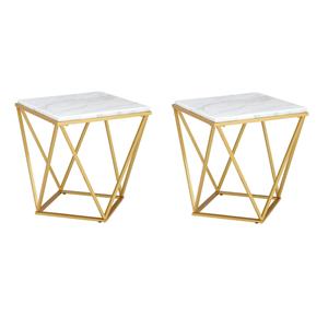 Pemberly Row Set of 2 Contemporary End Tables with Gold Metal