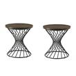 Pemberly Row Set of 2 Contemporary Round End Tables in Walnut