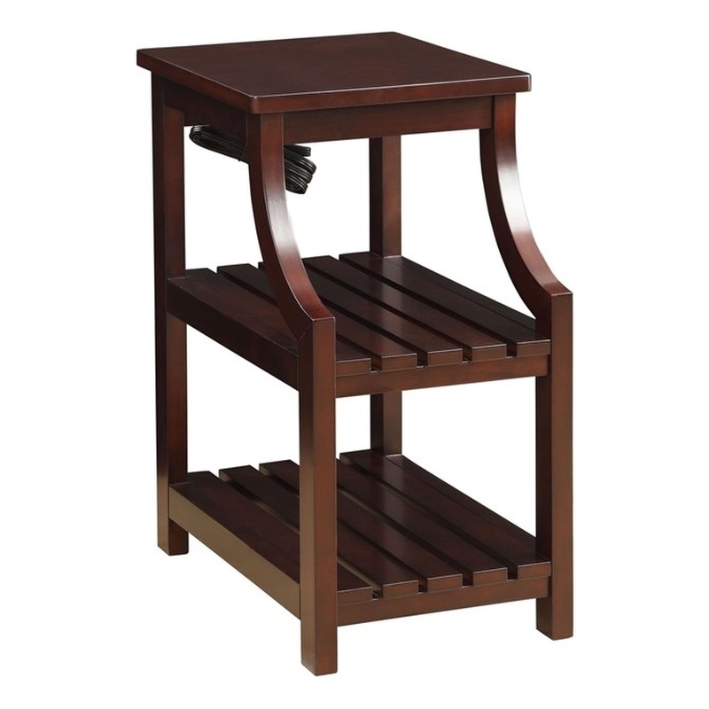 Pemberly Row Set of 2 Contemporary 2-Shelf Wooden End Tables in Espresso