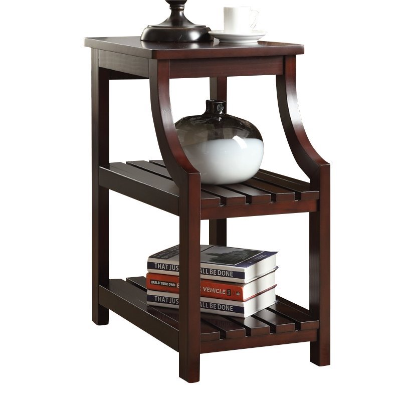 Pemberly Row Set of 2 Contemporary 2-Shelf Wooden End Tables in Espresso