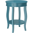 Pemberly Row Set of 2 Wooden Round End Tables with Bottom Shelf in Teal