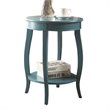 Pemberly Row Set of 2 Wooden Round End Tables with Bottom Shelf in Teal