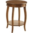 Pemberly Row Set of 2 Wooden Round End Tables with Bottom Shelf in Walnut