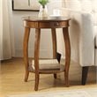 Pemberly Row Set of 2 Wooden Round End Tables with Bottom Shelf in Walnut