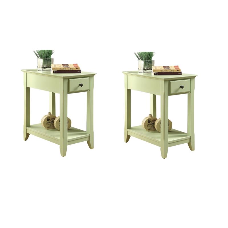 Pemberly Row Set of 2 Contemporary End Tables in Light Green