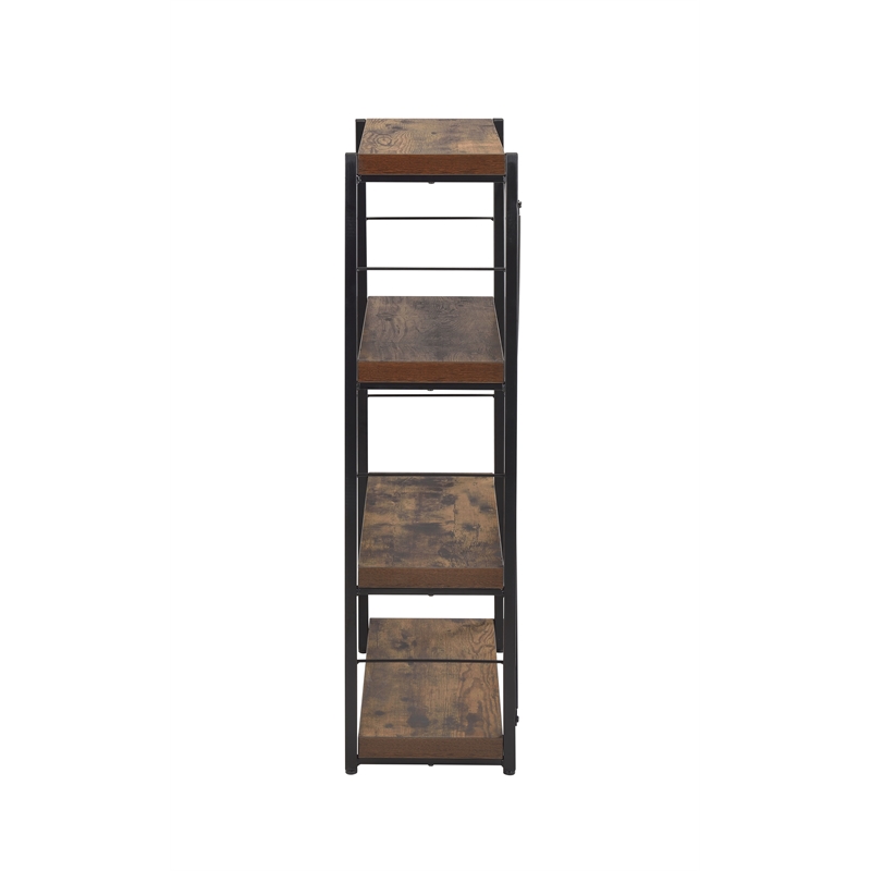 Pemberly Row Set of 2 4-Shelf Wooden Bookcases in Weathered Oak