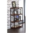 Pemberly Row Set of 2 4-Shelf Wooden Bookcases in Weathered Oak