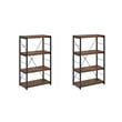 Pemberly Row Set of 2 4-Shelf Wooden Bookcases in Weathered Oak