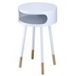Pemberly Row Set of 2 Round End Tables with 1 Compartment in White and Natural