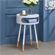 Pemberly Row Set of 2 Round End Tables with 1 Compartment in White and Natural
