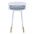 Pemberly Row Set of 2 Round End Tables with 1 Compartment in White and Natural