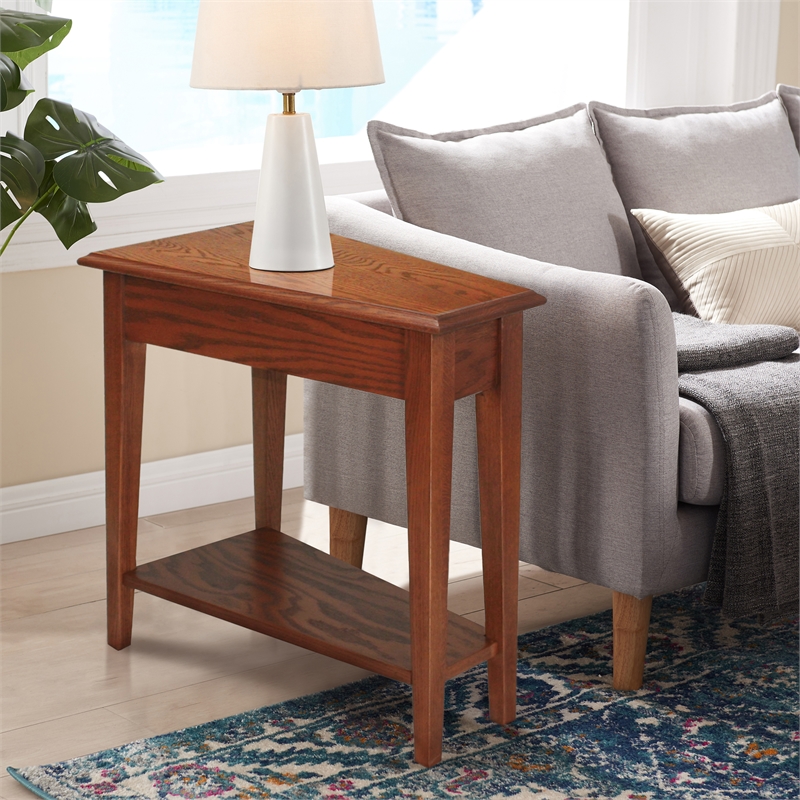 Pemberly Row Set of 2 Contemporary Wedge Tables in Medium Oak