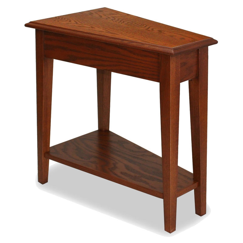 Pemberly Row Set of 2 Contemporary Wedge Tables in Medium Oak