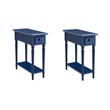 Pemberly Row Set of 2 Coastal Narrow Side Tables with Drawer in Navy Blue