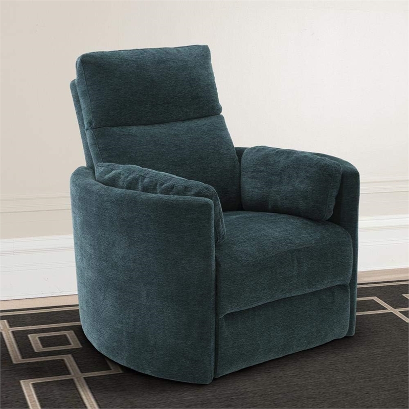 Pemberly Row Set of 2 Polyester Power Swivel Glider Recliner in Peacock Blue