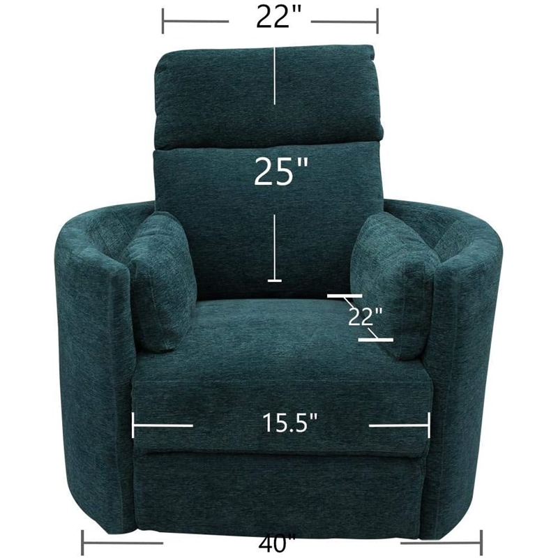Pemberly Row Set of 2 Polyester Power Swivel Glider Recliner in Peacock Blue