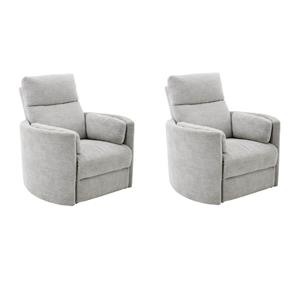 pemberly row set of 2 polyester power swivel glider recliner in mineral white