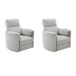 Pemberly Row Set of 2 Polyester Power Swivel Glider Recliner in Mineral White