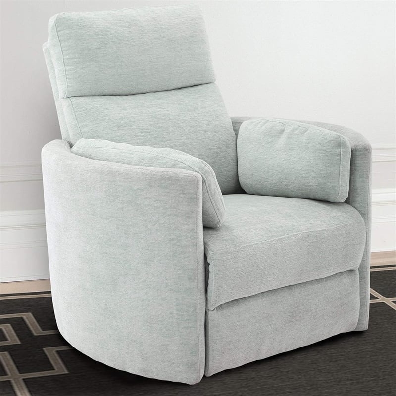 Pemberly Row Set of 2 Polyester Power Swivel Glider Recliner in Windstream Green