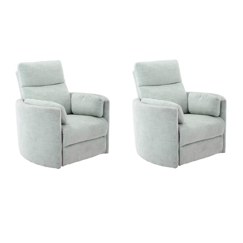 Pemberly Row Set of 2 Polyester Power Swivel Glider Recliner in Windstream Green