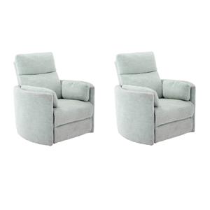 pemberly row set of 2 polyester power swivel glider recliner in windstream green