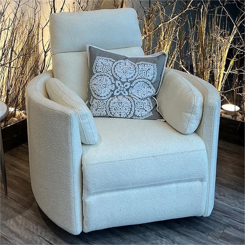 Pemberly Row Set of 2 Fabric Power Swivel Glider Recliner in Revel Oyster/White