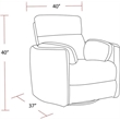 Pemberly Row Set of 2 Fabric Power Swivel Glider Recliner in Revel Oyster/White