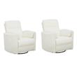 Pemberly Row Set of 2 Fabric Power Swivel Glider Recliner in Revel Oyster/White
